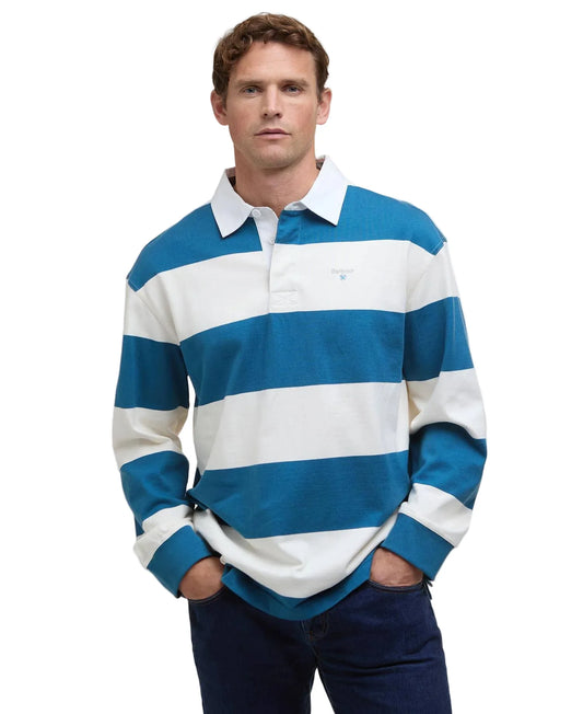 Broome Rugby Shirt - Midnight/White Stripe - DUNE + SALT