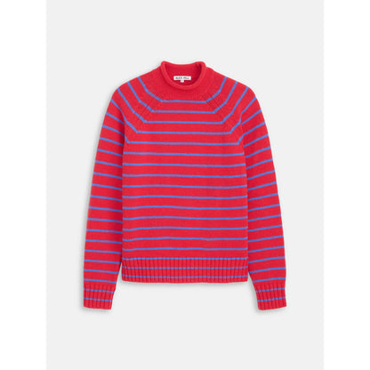 Alex Striped Rollneck In Cotton - Berry Red/Ultramarine - DUNE + SALT