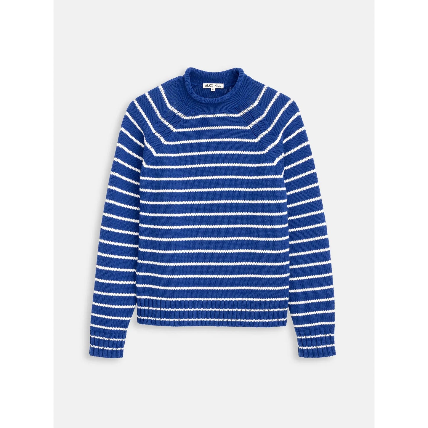 Alex Striped Rollneck In Cotton - Deep Royal/Whipped Cream - DUNE + SALT