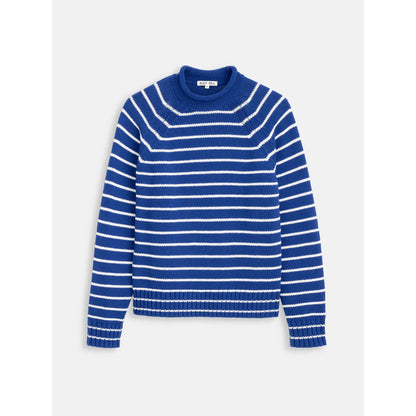 Alex Striped Rollneck In Cotton - Deep Royal/Whipped Cream - DUNE + SALT