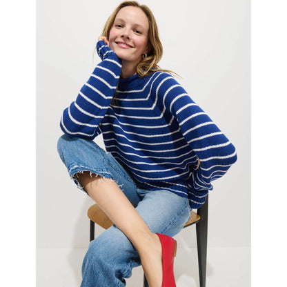 Alex Striped Rollneck In Cotton - Deep Royal/Whipped Cream - DUNE + SALT