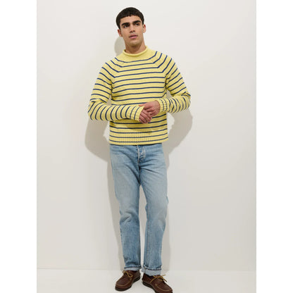 Alex Striped Rollneck In Cotton - Honeycomb/Deep Royal - DUNE + SALT