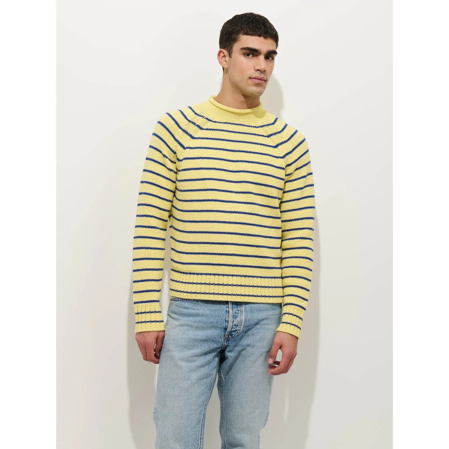 Alex Striped Rollneck In Cotton - Honeycomb/Deep Royal - DUNE + SALT