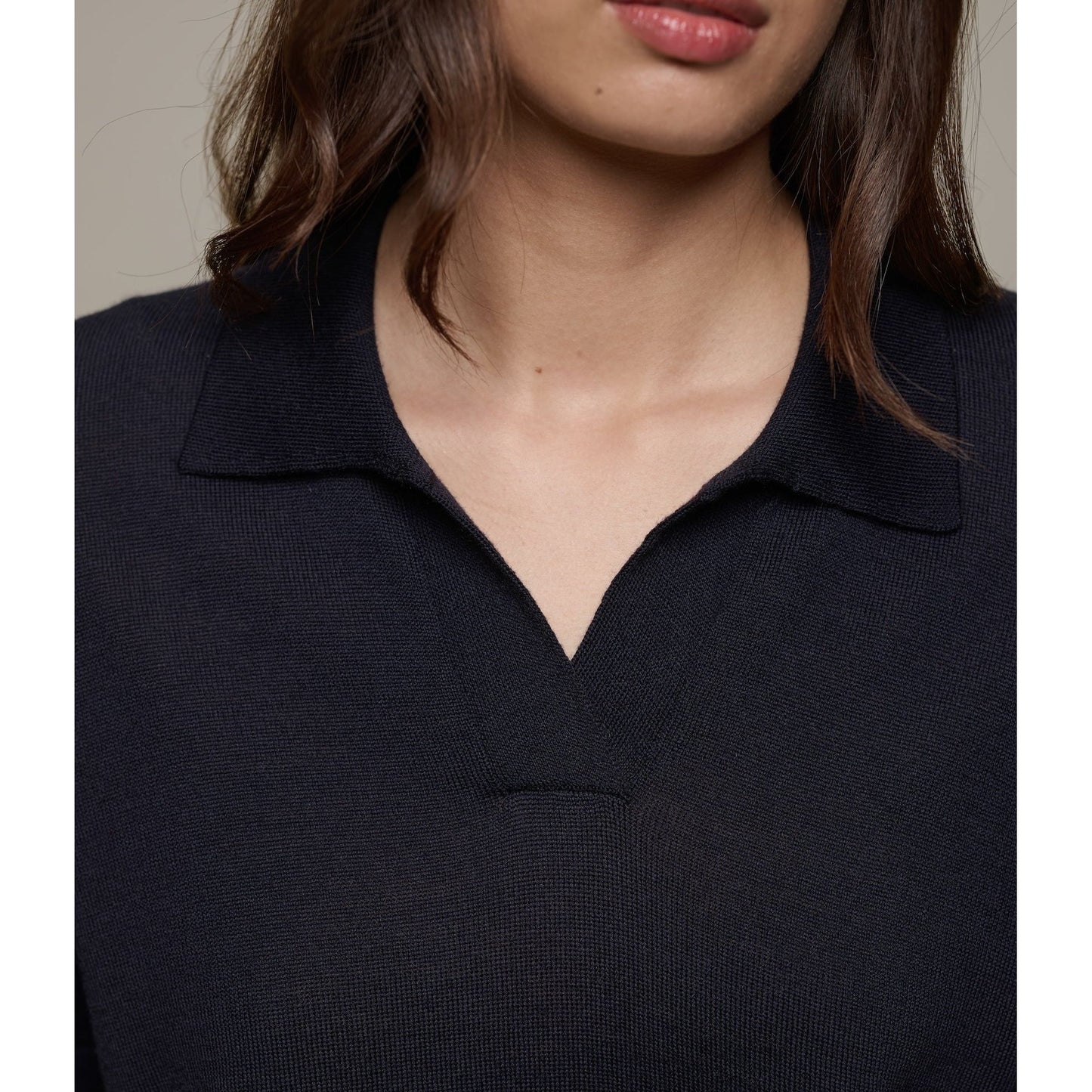 Refined Merino Wool Short Sleeve Women's Polo Shirt - Dark Navy - DUNE + SALT