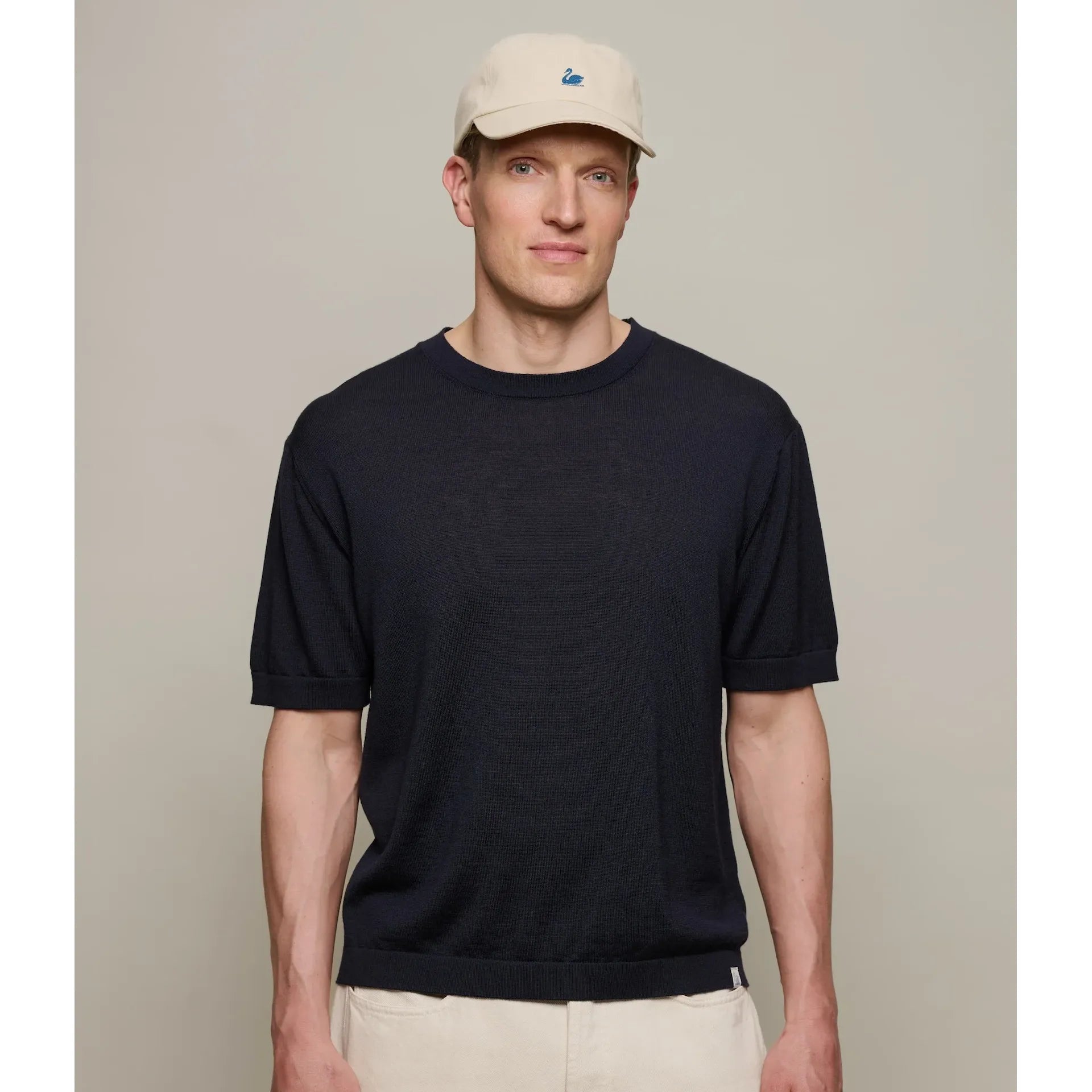 Refined Knitted Merino Wool T-Shirt - Navy - DUNE + SALT