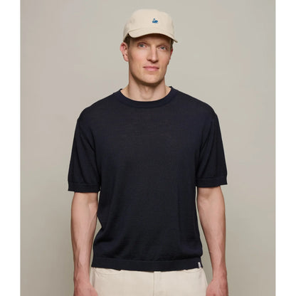 Refined Knitted Merino Wool T-Shirt - Navy - DUNE + SALT