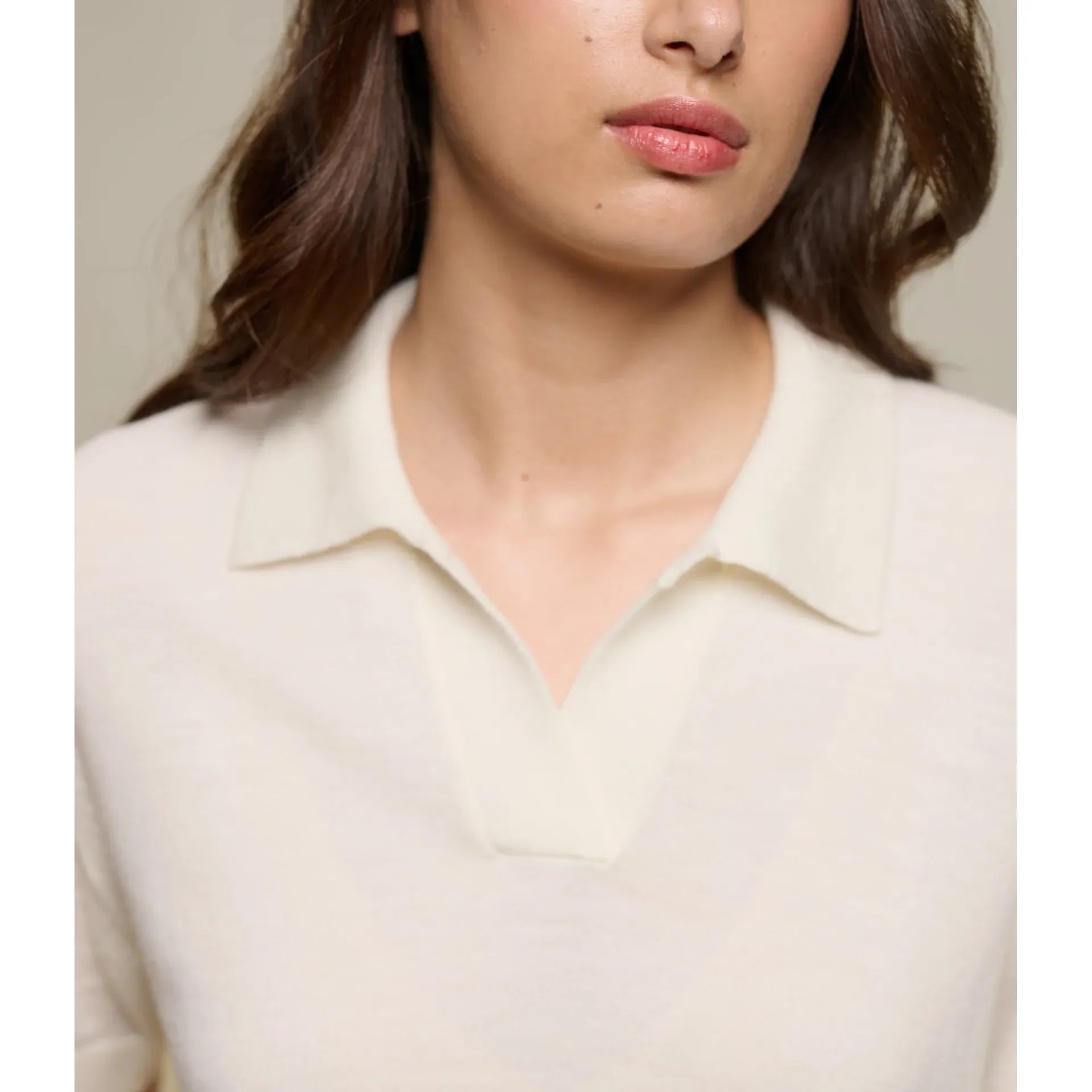 Refined Merino Wool Short Sleeve Women's Polo Shirt - Nature - DUNE + SALT