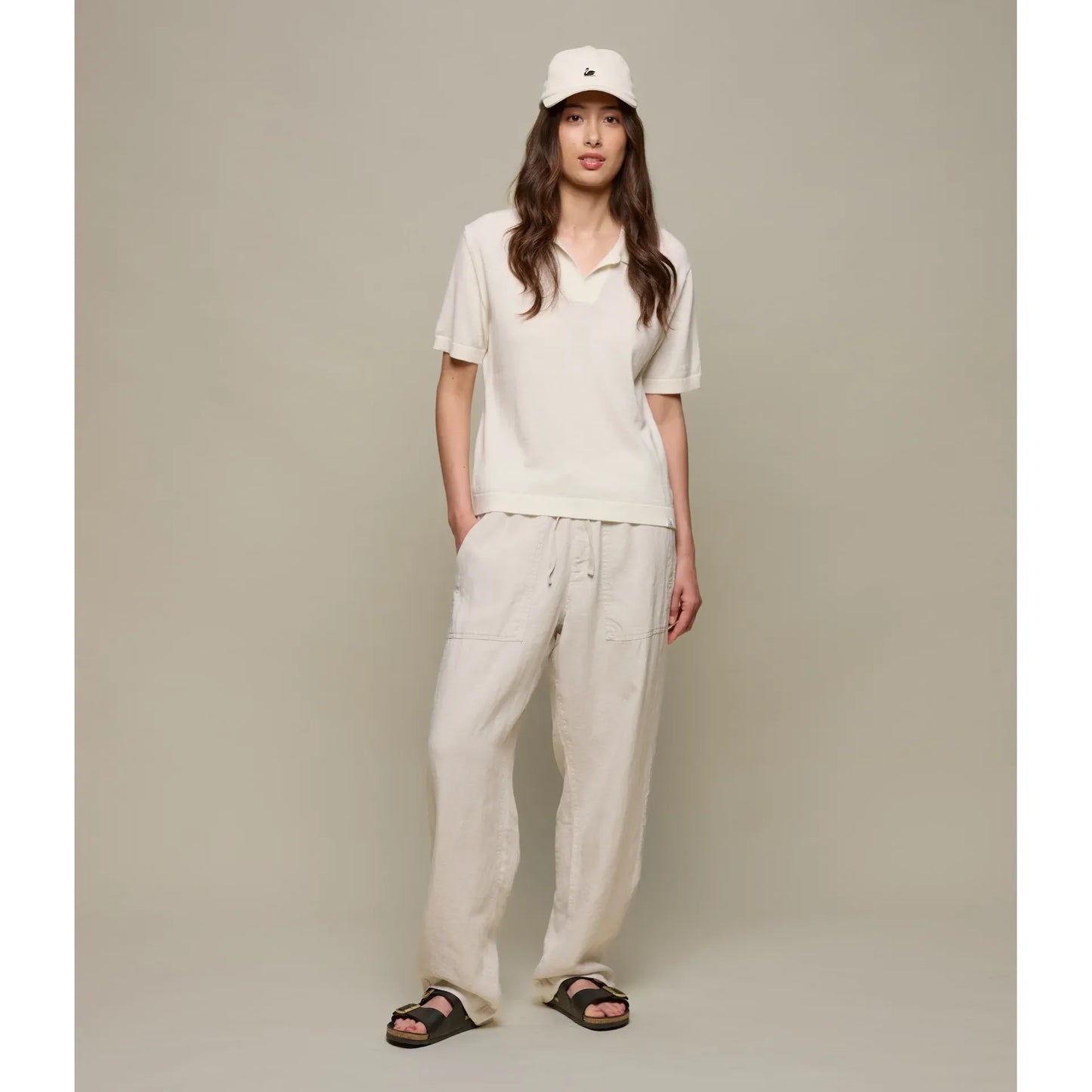 Refined Merino Wool Short Sleeve Women's Polo Shirt - Nature - DUNE + SALT