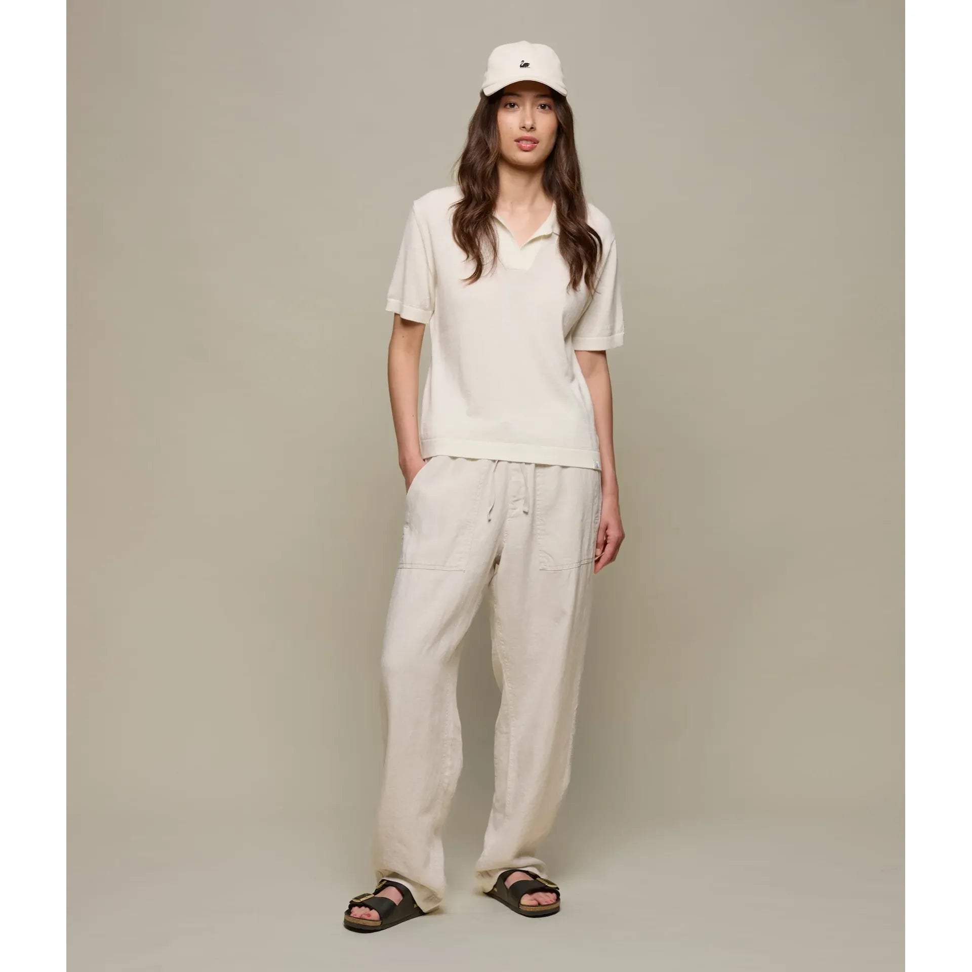 Refined Merino Wool Short Sleeve Women's Polo Shirt - Nature - DUNE + SALT