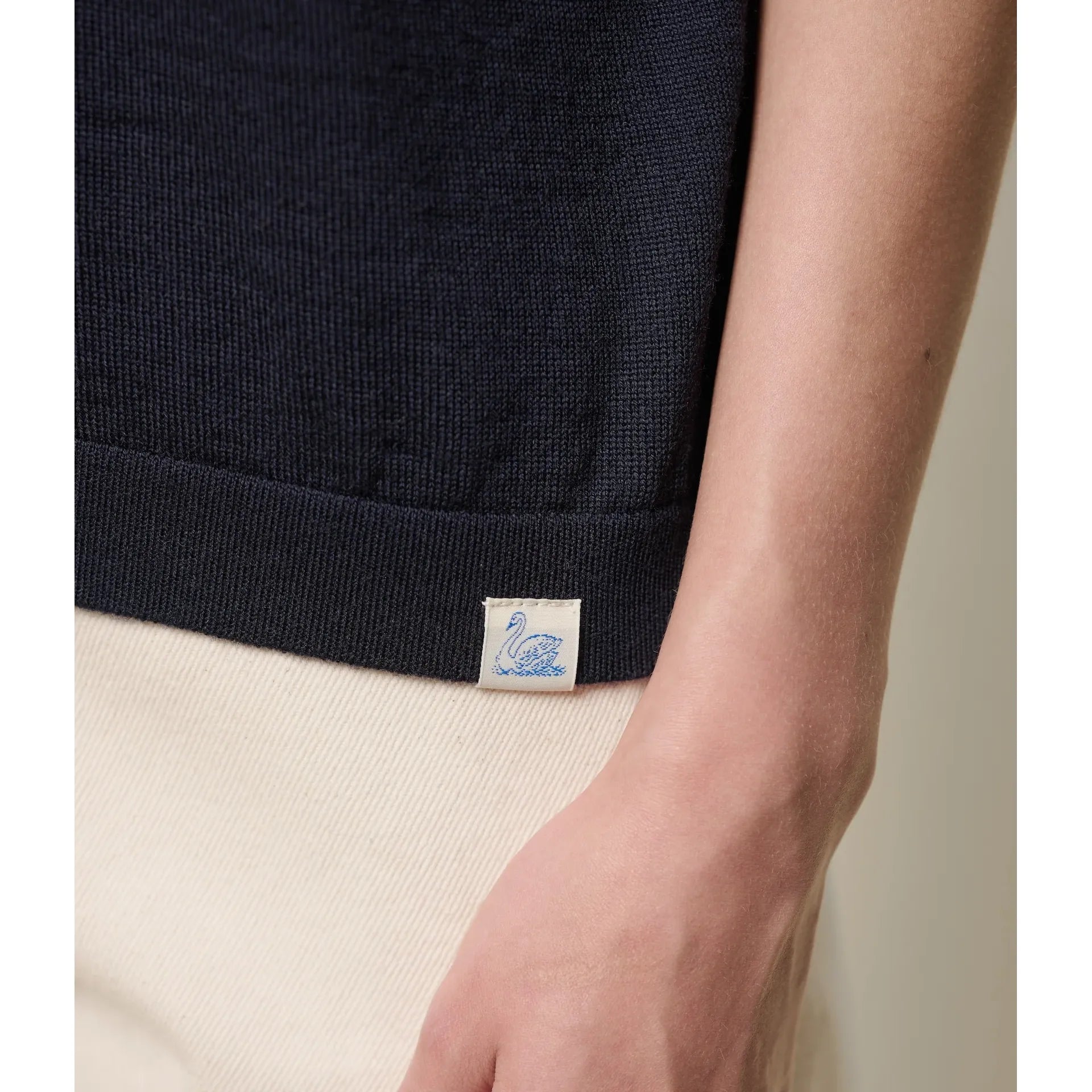 Refined Merino Wool Short Sleeve Women's Polo Shirt - Dark Navy - DUNE + SALT