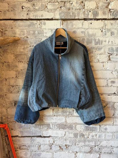 Namai Shira Denim Puffer Bomber Jacket - Assorted Washes Gray