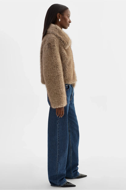 Nova Faux Fur Coat - Wolf