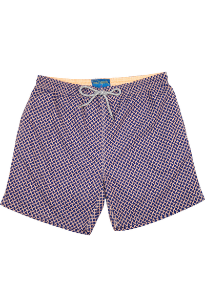 Cyclist Liner Swim Trunks - Navy/Orange Mesh - DUNE + SALT