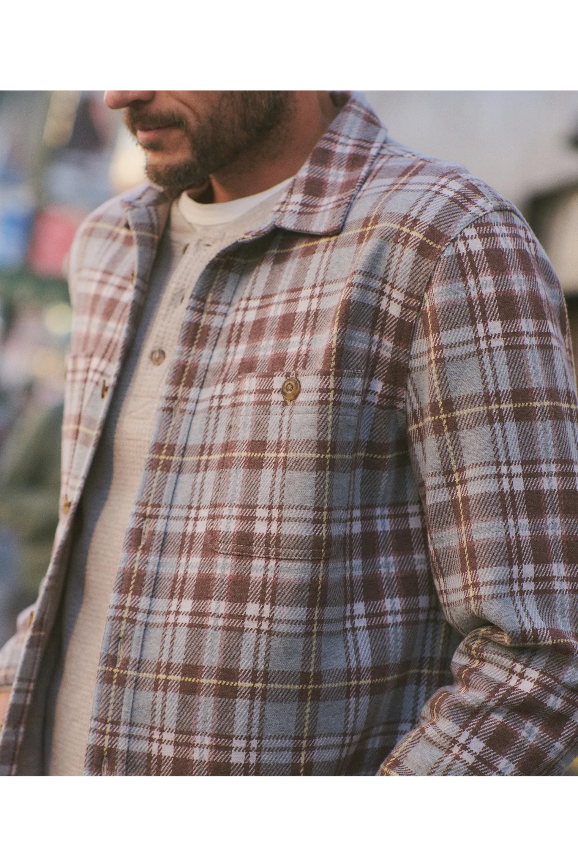 Pacifica Stretch Twill Overshirt - Warm Plaid - DUNE + SALT