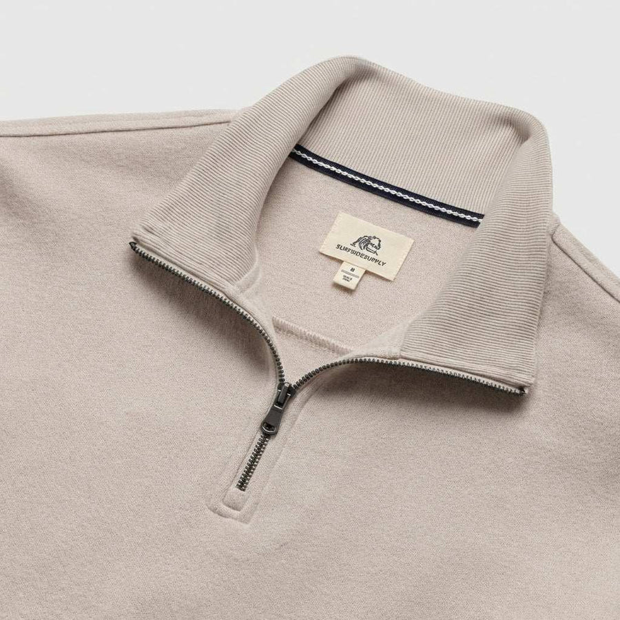 Bobby Cashmist Fleece 1/4 Zip - Taupe Grey Heather - DUNE + SALT
