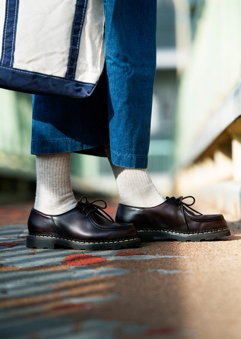 Double Face Organic Cotton Mini Crew Socks - Light Blue - DUNE + SALT