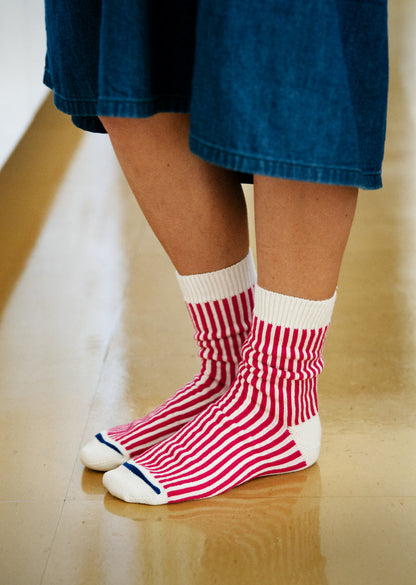 Vertical Striped Socks - White/Light Blue - DUNE + SALT