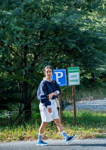 Vertical Striped Socks - White/Light Blue - DUNE + SALT