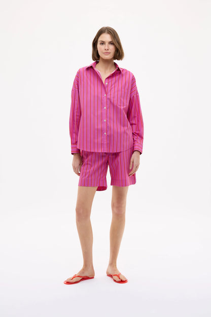 Chiara Long Sleeve Shirt - Fuschia/True Red/Natural