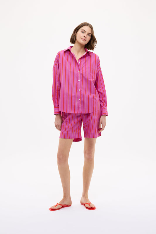 Chiara Mid Length Short - Fuschia/True Red/Natural Stripe