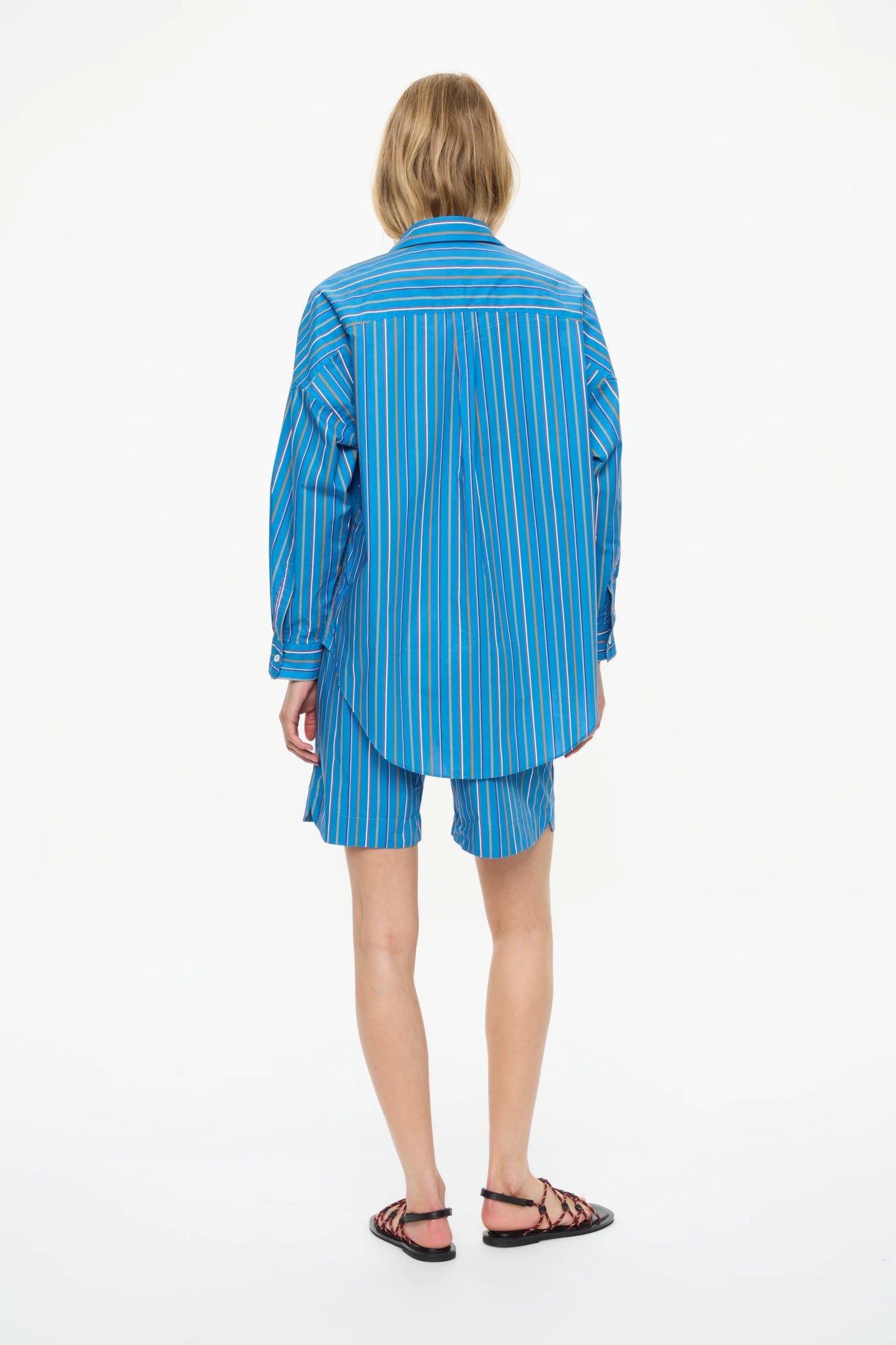 Chiara Striped Mid-Length Shorts - Tutti Frutti/Ink Blue