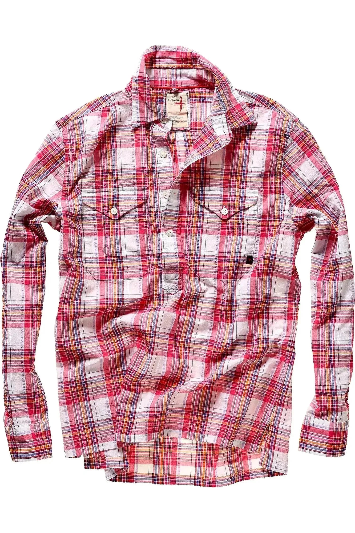 Seersucker Popover - Red Multi Plaid - DUNE + SALT