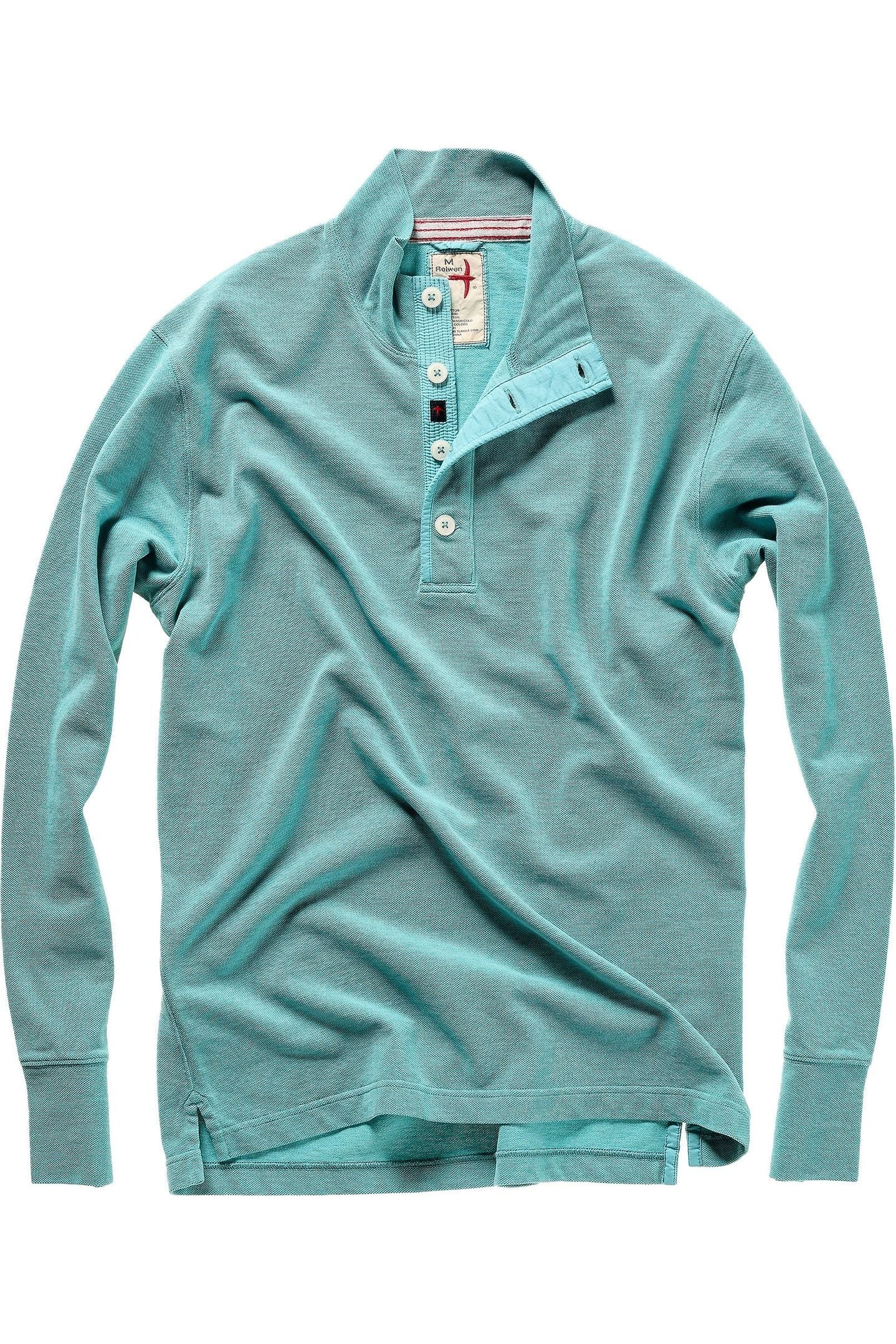 Pique Button Mock - Ocean Heather - DUNE + SALT