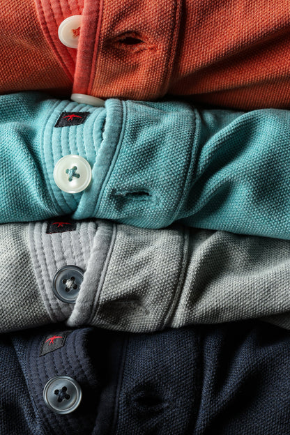 Pique Button Mock - Navy Heather - DUNE + SALT