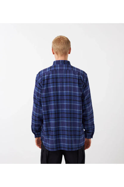 Heavy Flannel Shirt - Beige/Gray Plaid