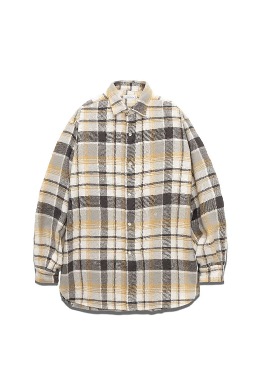 Heavy Flannel Shirt - Beige/Gray Plaid
