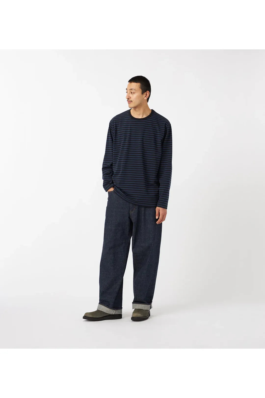 COOLMAX Stripe Jersey L/S Tee - Brown/Natural