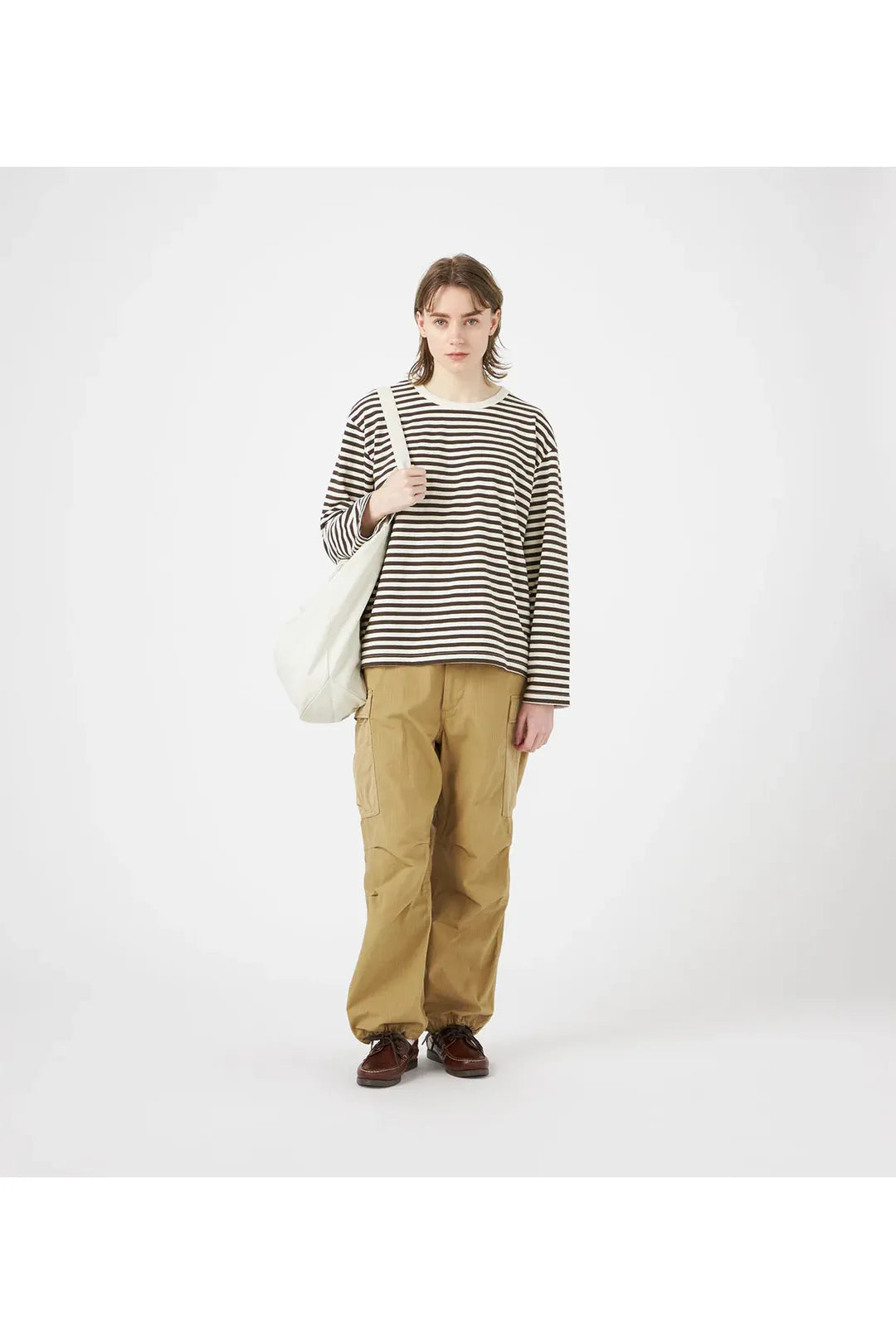 COOLMAX Stripe Jersey L/S Tee - Brown/Natural
