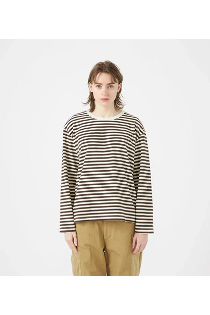 COOLMAX Stripe Jersey L/S Tee - Brown/Natural