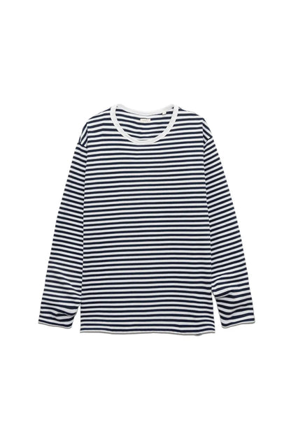 COOLMAX Stripe Jersey L/S Tee - Navy/White