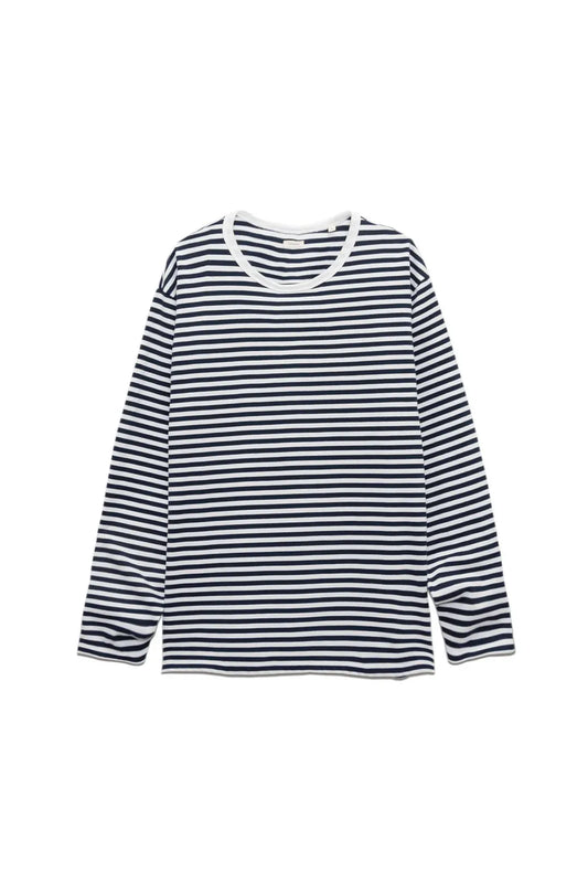 COOLMAX Stripe Jersey L/S Tee - Navy/White