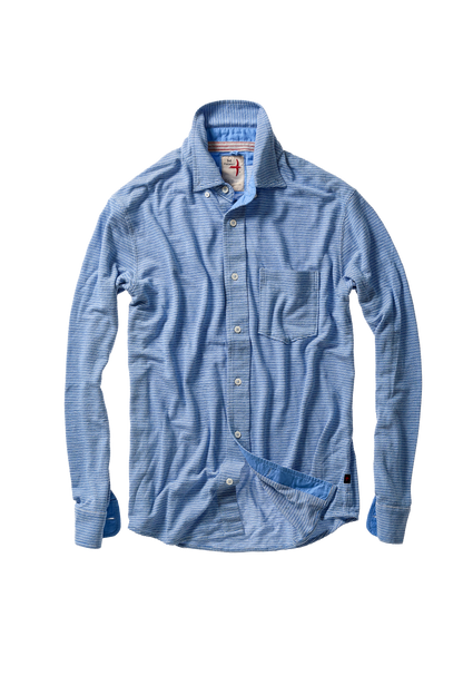 Hemp Stripe Buttondown - Marine/White - DUNE + SALT