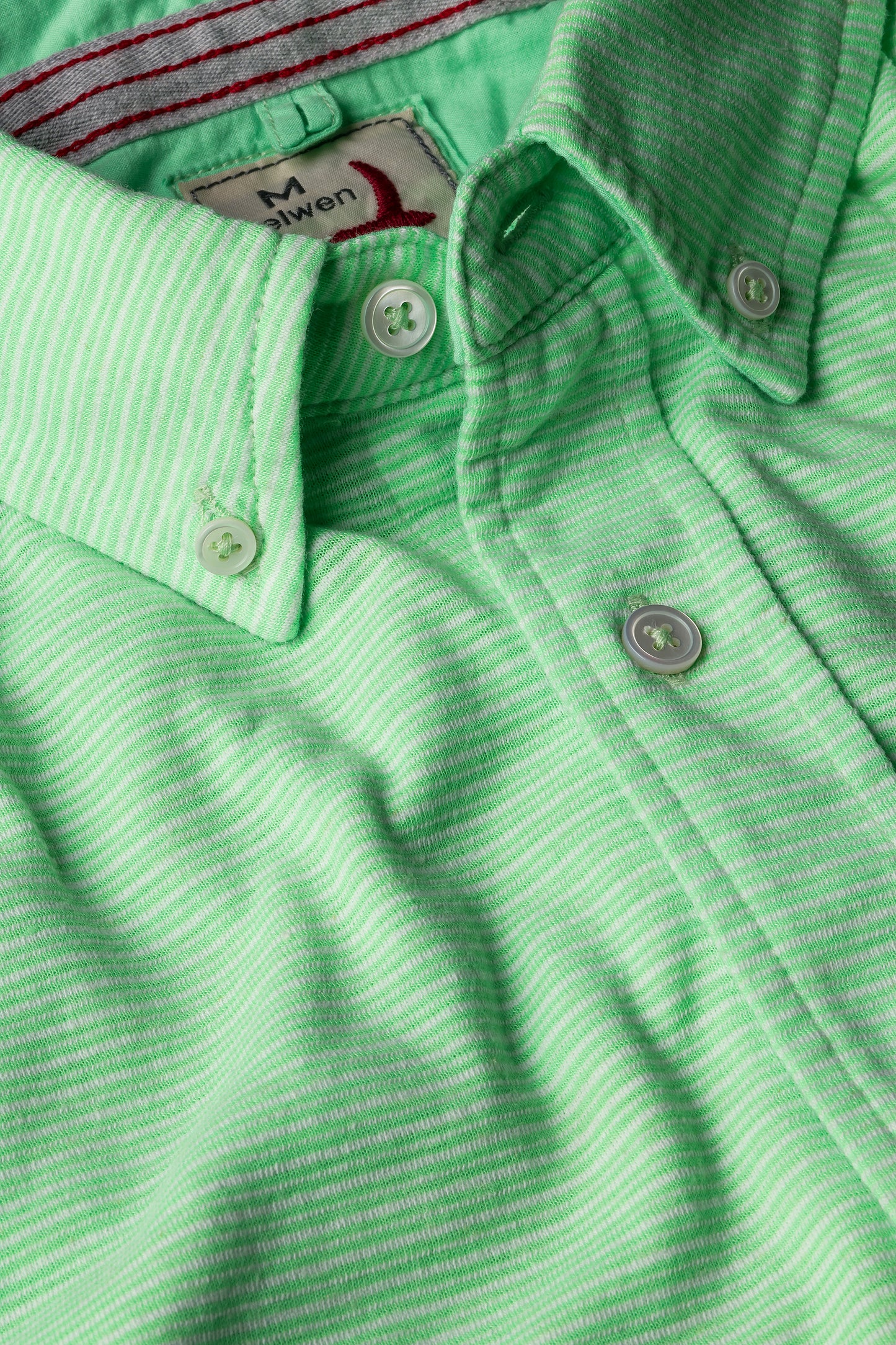 Hemp Stripe Buttondown - Mint/White - DUNE + SALT