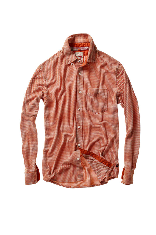 Hemp Stripe Buttondown - Burnt Orange/White - DUNE + SALT