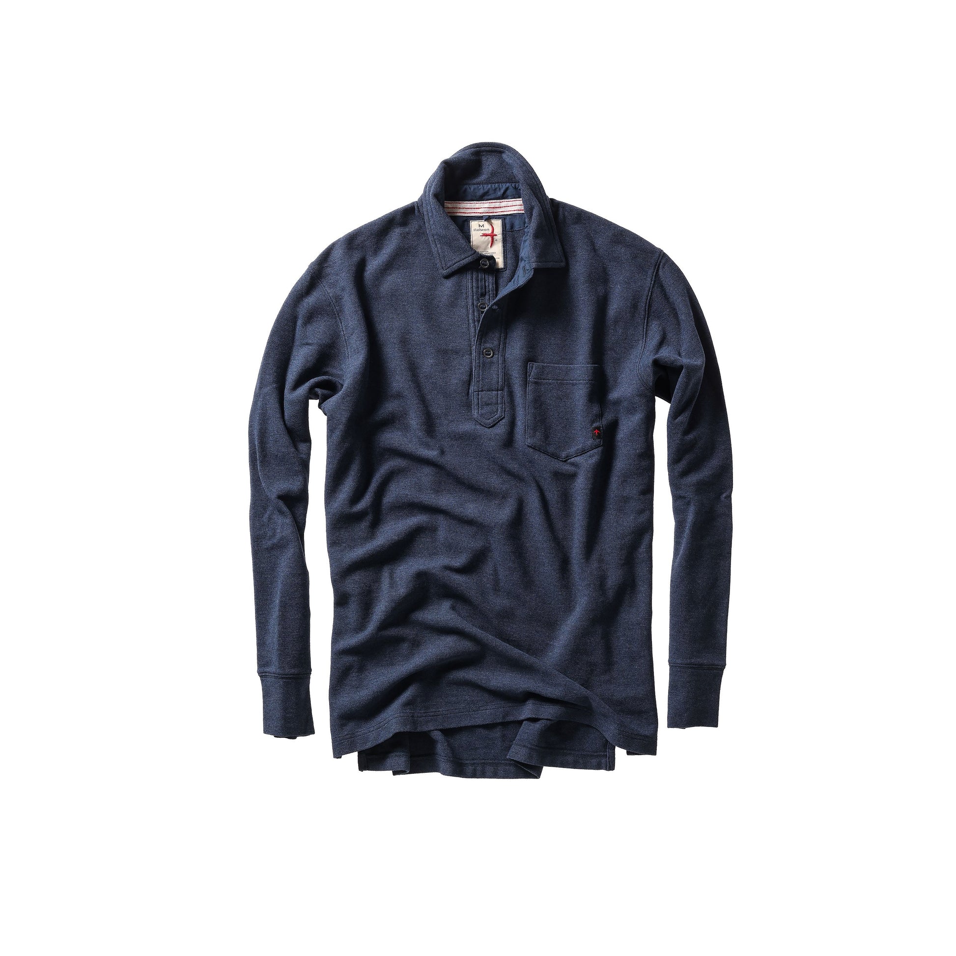 L/S Vintage Pique Polo - Navy Heather - DUNE + SALT