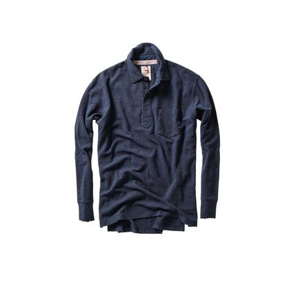 L/S Vintage Pique Polo - Navy Heather - DUNE + SALT