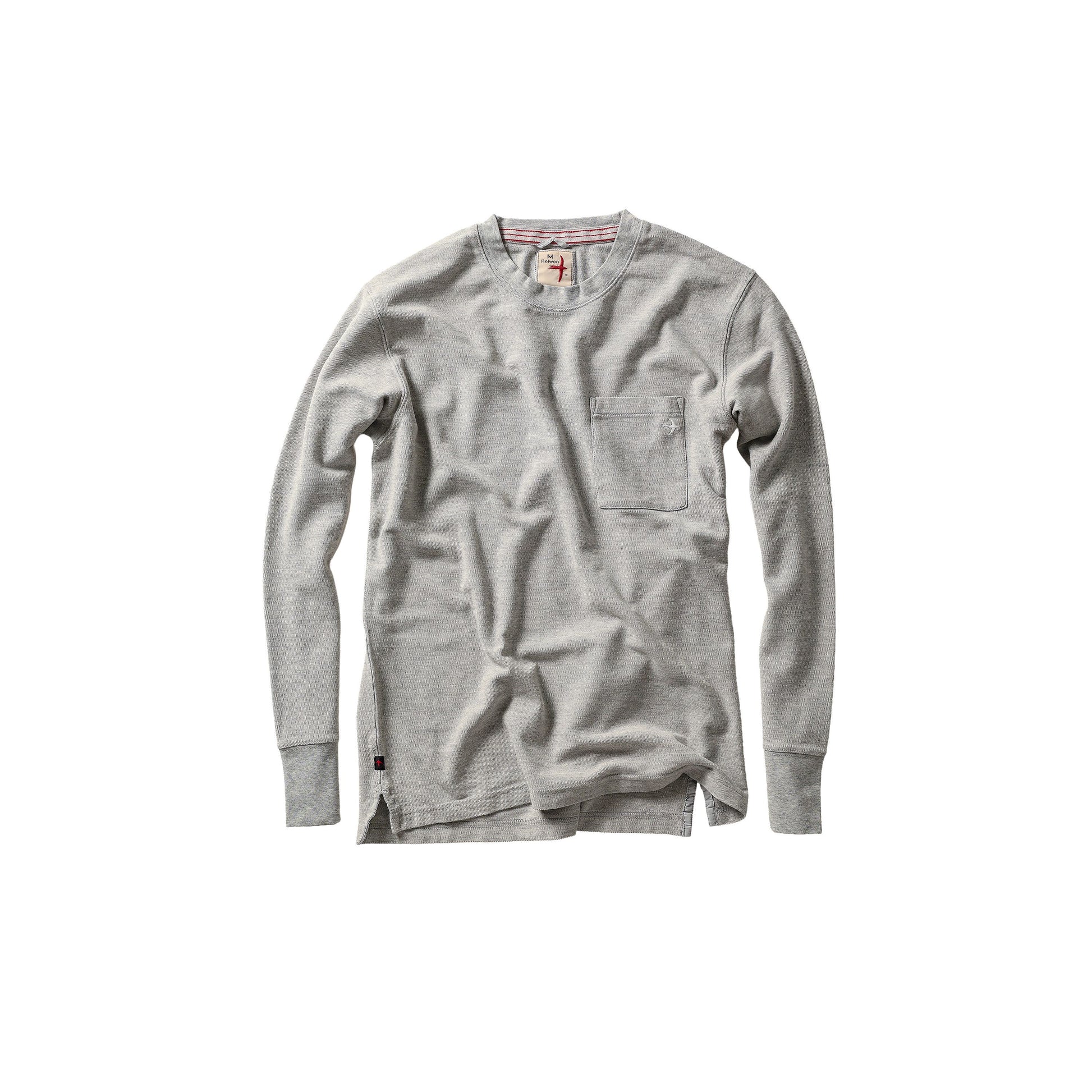 L/S Vintage Pique Crew - Light Grey Heather - DUNE + SALT