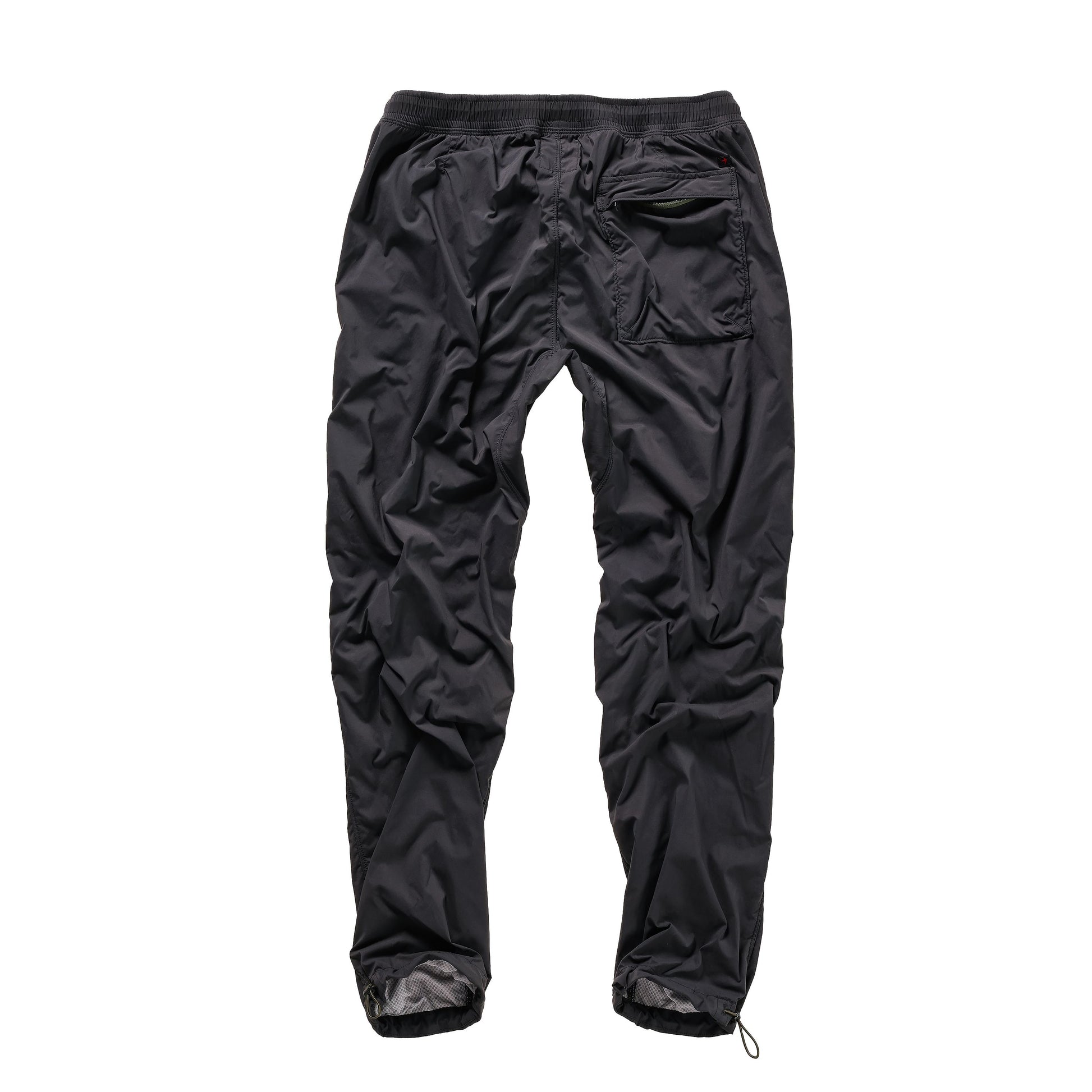 Men's Off-Trail Windpant by Relwen in black fade, showcasing lightweight, wind-resistant fabric with a relaxed fit for outdoor activities.