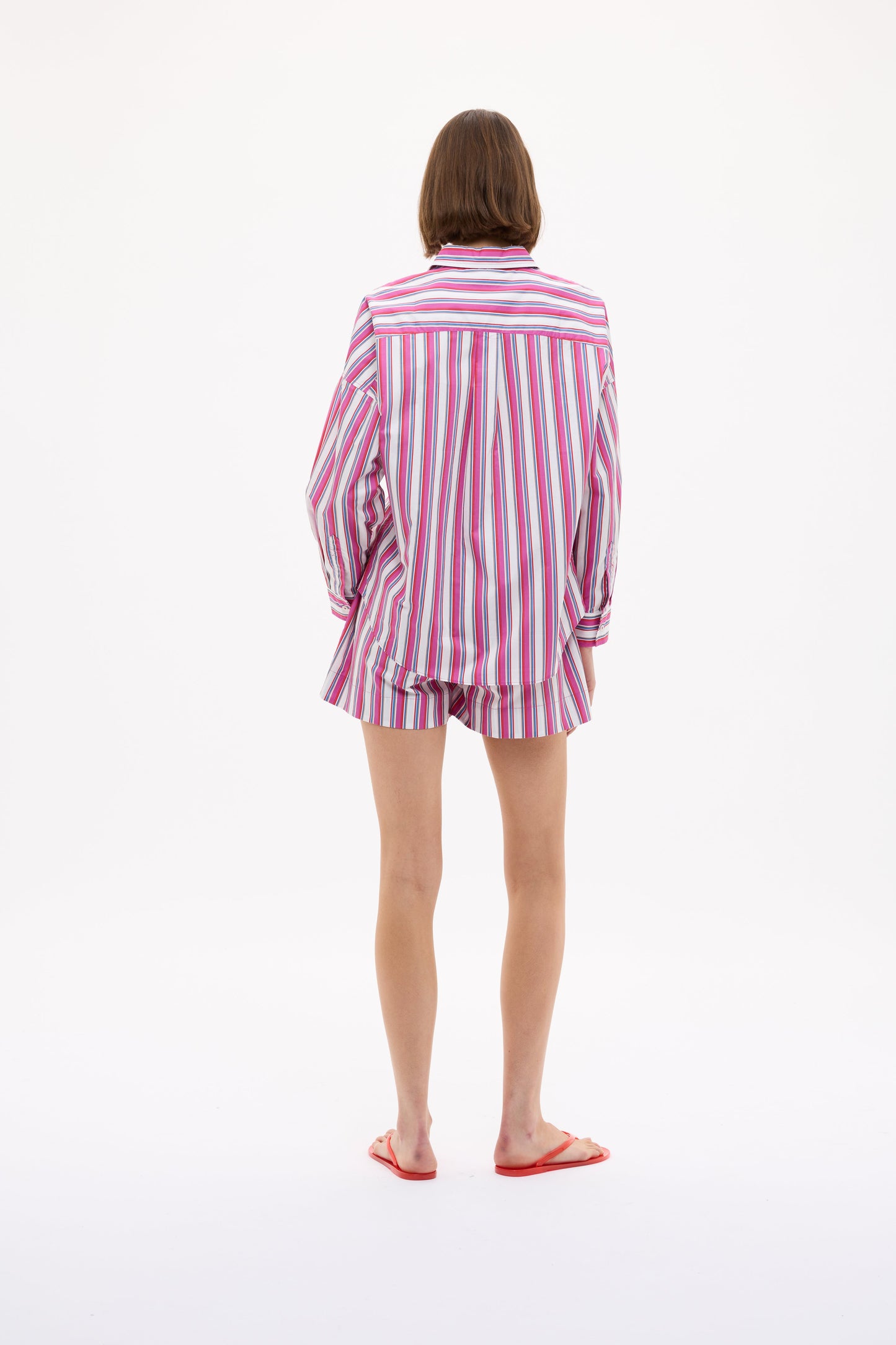 Chiara Mid Length Shorts - Fuchsia Multi Stripe