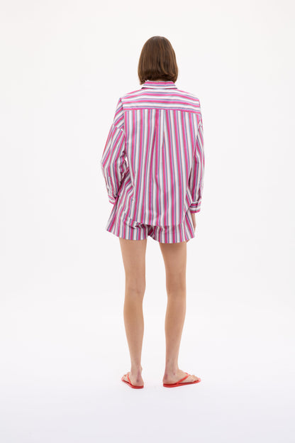 Chiara Mid Length Shorts - Fuchsia Multi Stripe