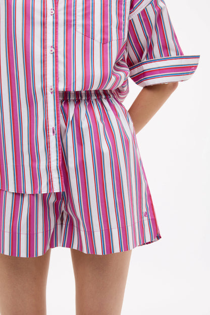 Chiara Long Sleeve Shirt - Fuchsia Multi Stripe