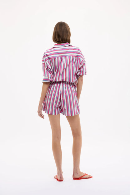 Chiara Long Sleeve Shirt - Fuchsia Multi Stripe