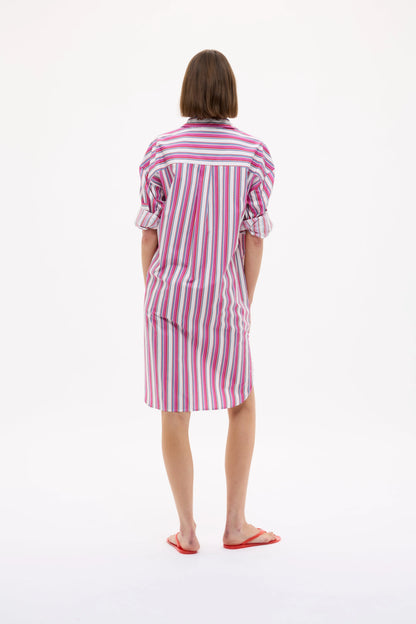 Chiara Midi Dress - Fuschia Multi Stripe