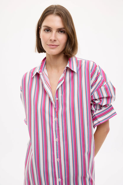 Chiara Midi Dress - Fuschia Multi Stripe