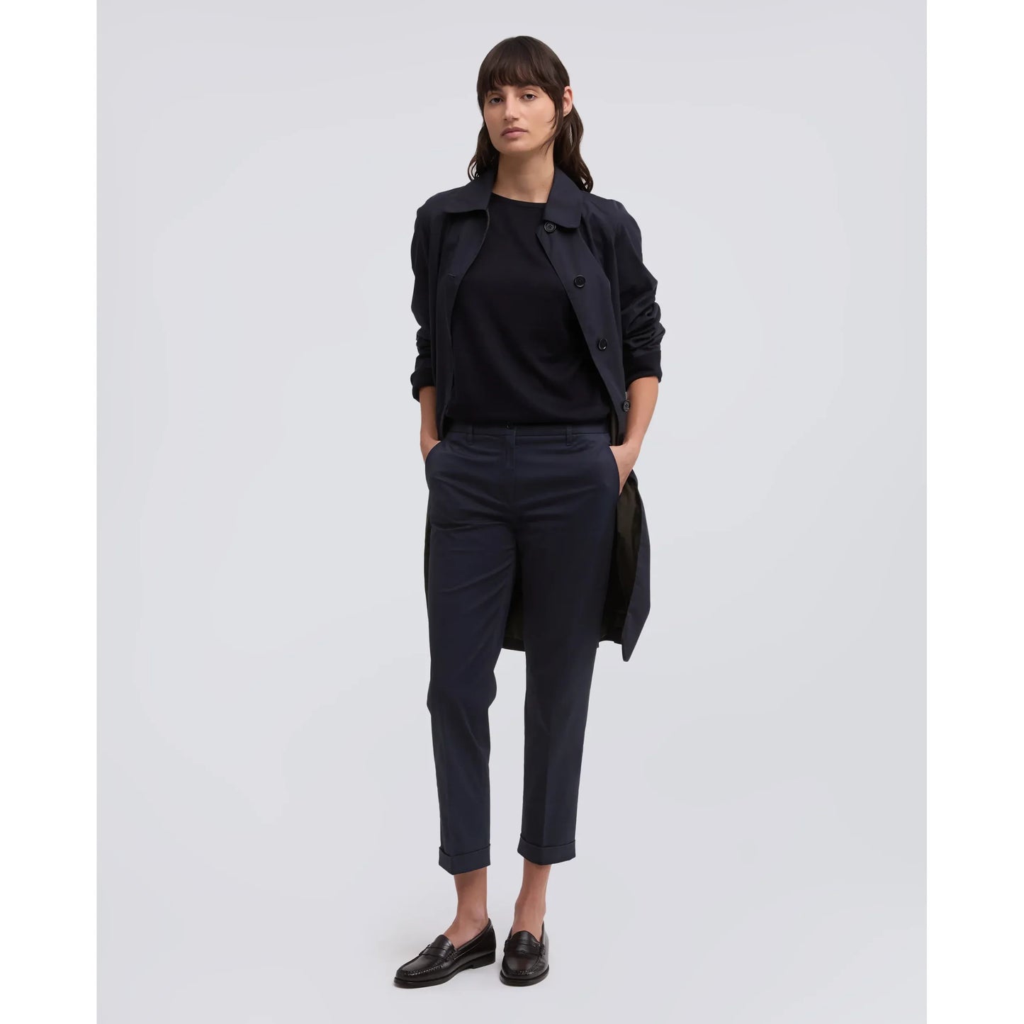Stretch Cotton Twill Trousers - Navy - DUNE + SALT
