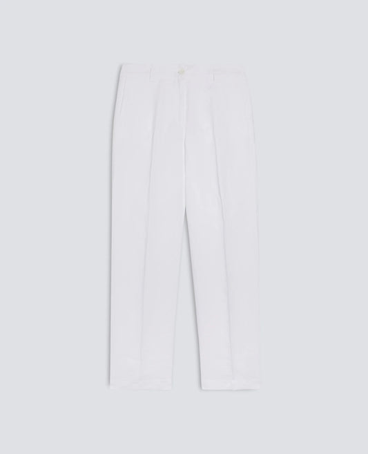 Garment-Dyed Compact Slub Linen Trousers - White - DUNE + SALT